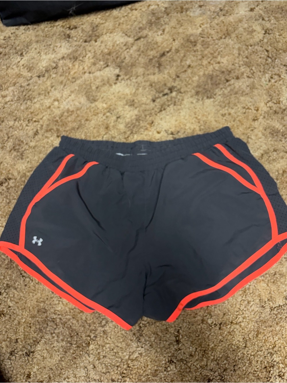 LG Black Athletic Shorts with Bright Orange Trim